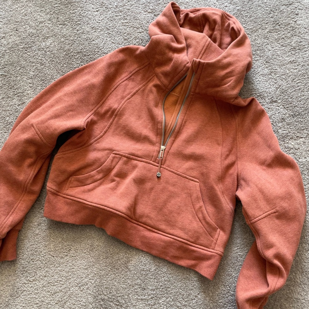 Lululemon rust orange 1/4 zip scuba hoodie